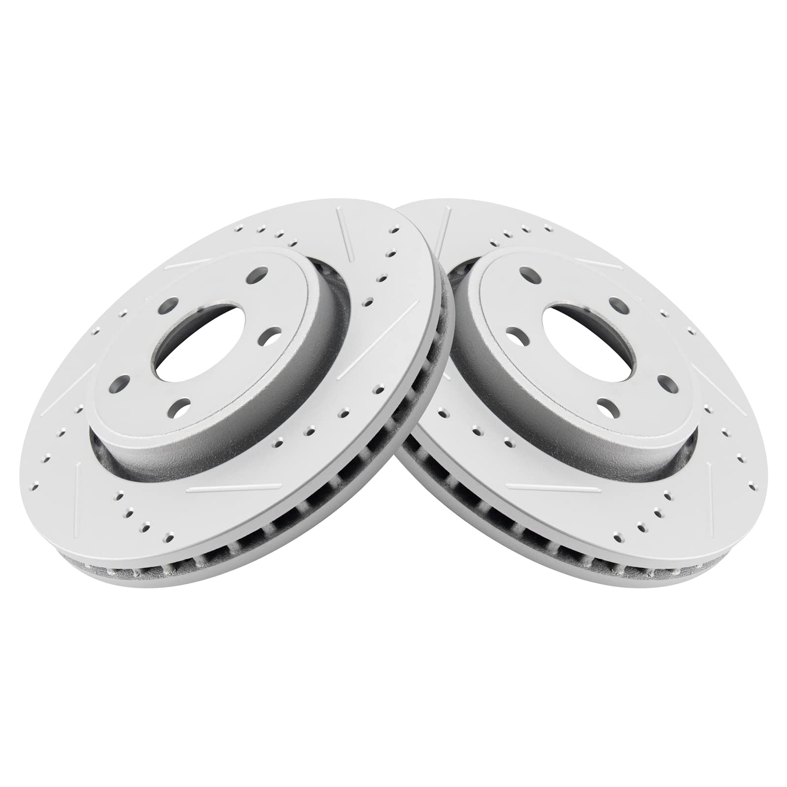 Trq Front Performance Brake Rotors Set Premium G-Coated Cross Drilled & Slotted Compatible With 2011-2020 Dodge Durango Jeep Gra