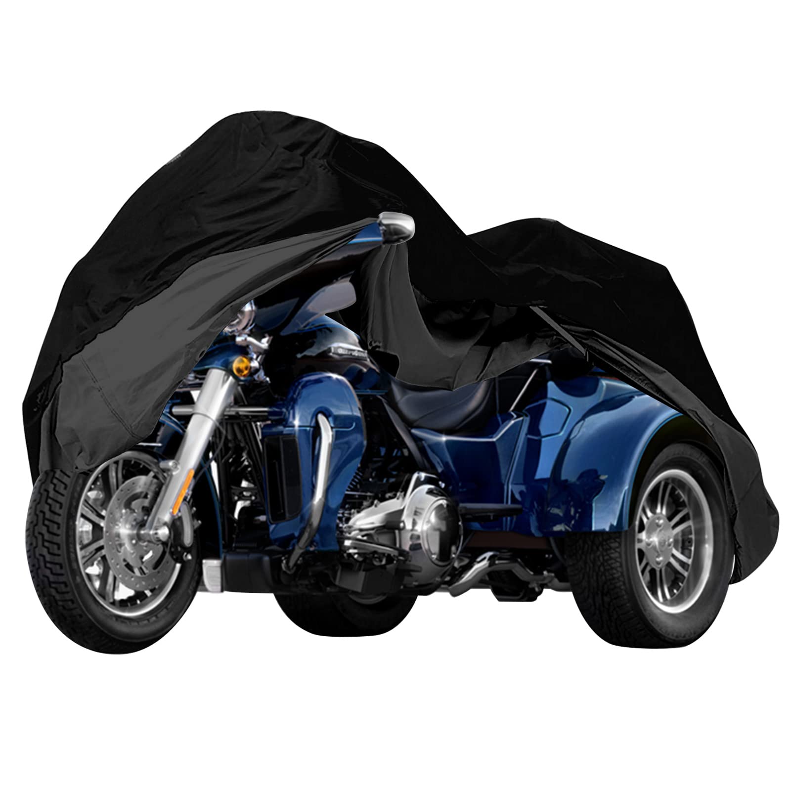Waterproof Trike Cover Replace For Harley-Davidson And Honda Trike, 420D Oxford Cloth Heavy Duty Trike Cover With Reflective Str