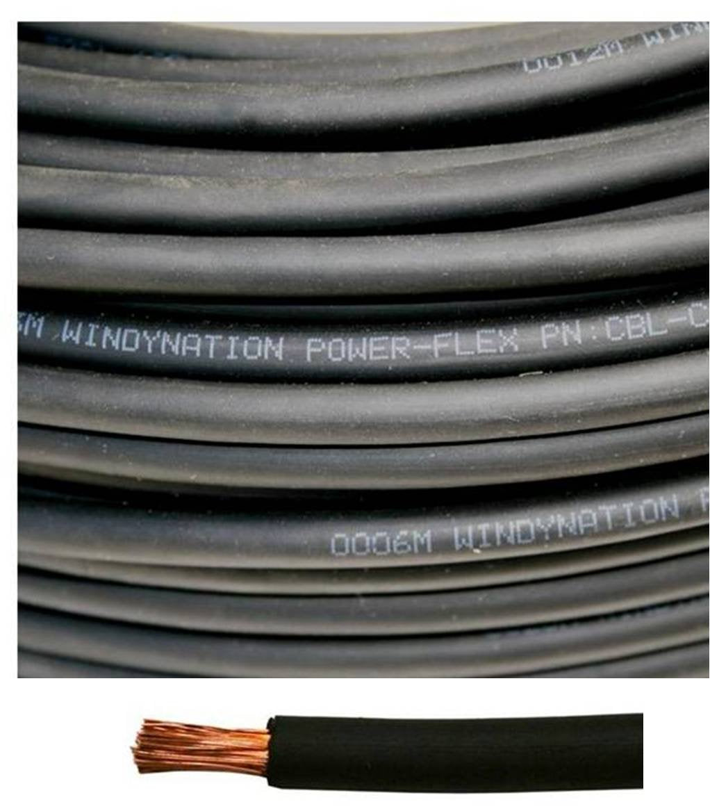 1/0 Gauge 1/0 AWG 10 Feet Black Welding Battery Pure Copper Flexible Cable Wire - Car, Inverter, RV, Solar