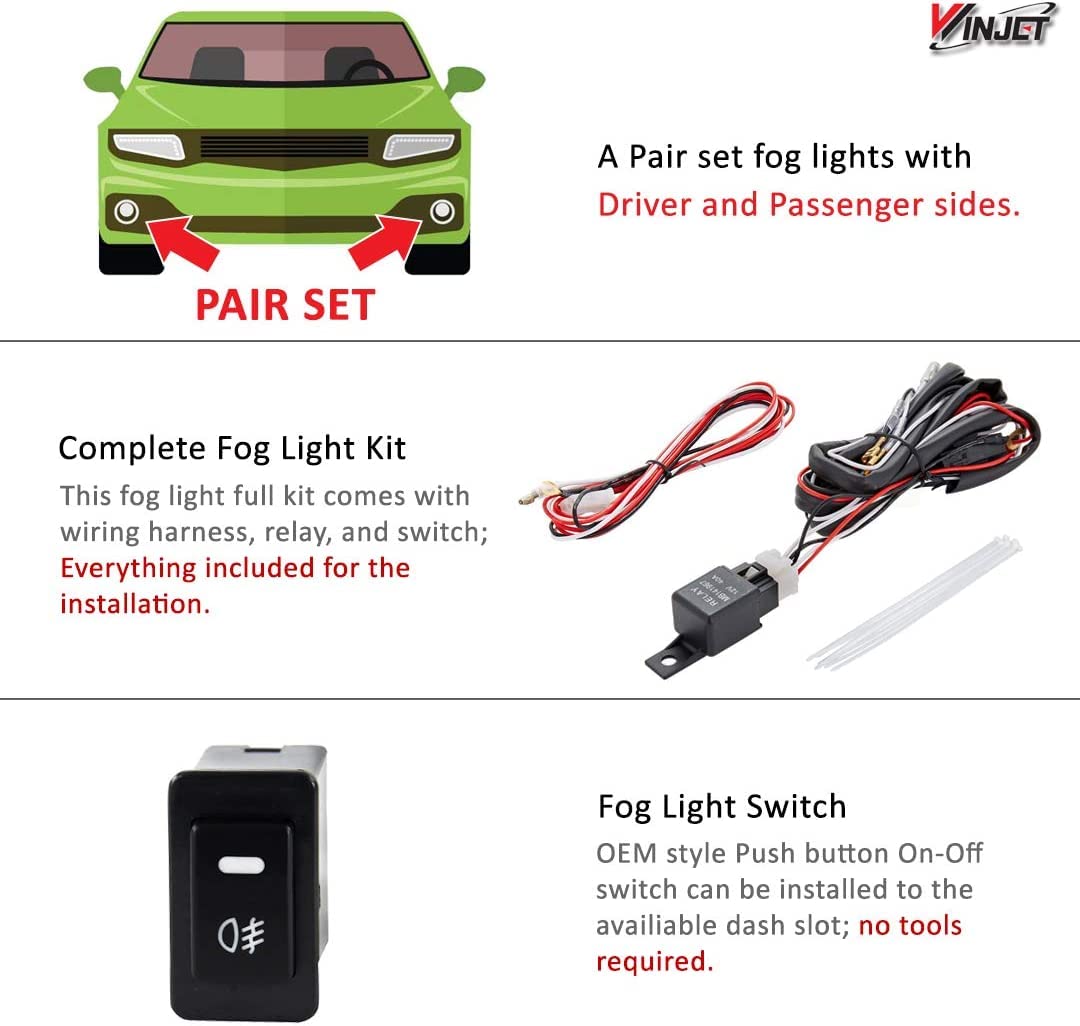 Winjet Oem Series For [2013 2014 2015 Honda Civic Sedan] Driving Fog Lights + Switch + Wiring Kit (Yellow)