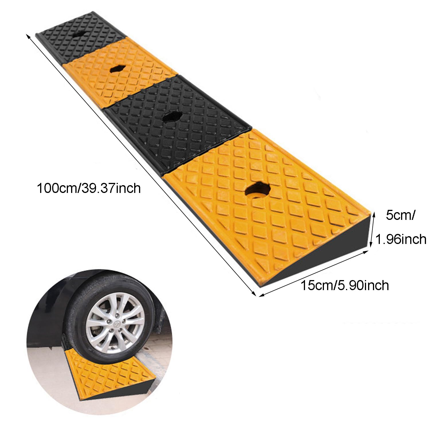 Nisorpa 2'' Rubber Curb Ramps Heavy Duty Driveway Curb Ramps Loading Rubber Curb Ramp Threshold Ramp For Car Vehicle Suv Truck M