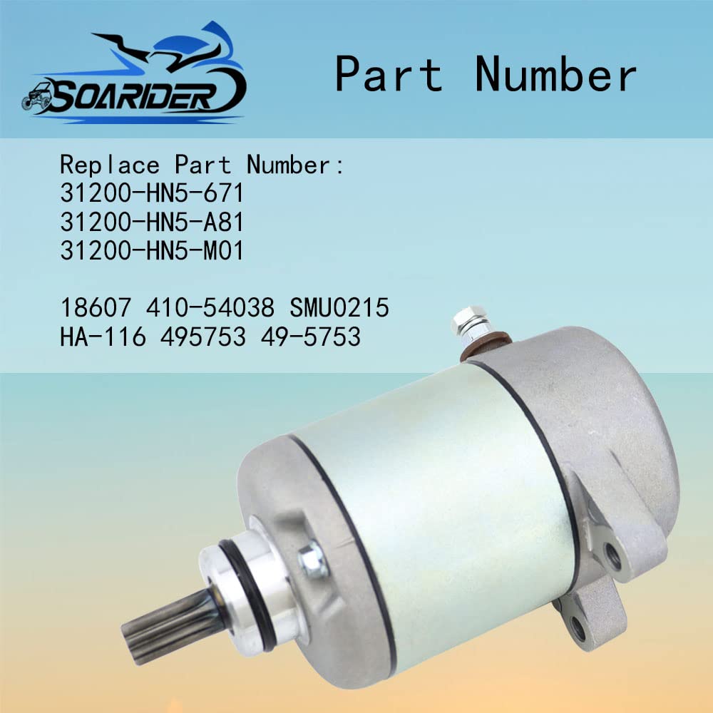 Soarider Starter & Relay For Honda Rancher 350 Fourtrax 2000-2006 Trx350Fe Trx350Fm Trx350Te Trx350Tm, 31200-Hn5-671 31200-Hn5-A81 31200-Hn5-M01, 2000 2001 2002 2003 2004 2005 2006 Rancher 350 Starter