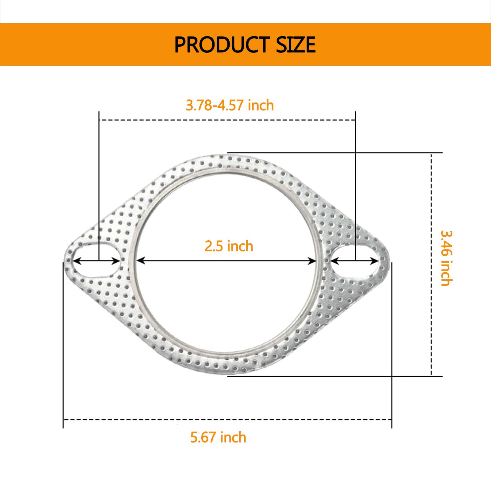 Crynod 2 Pcs Car Exhaust Pipe Gasket, Metal Gasket Replacement, 2.5 Inches Sealing Kit, High Temperature Resistant Vehicle Parts, Universal For Most Cars, Trucks (Silver)
