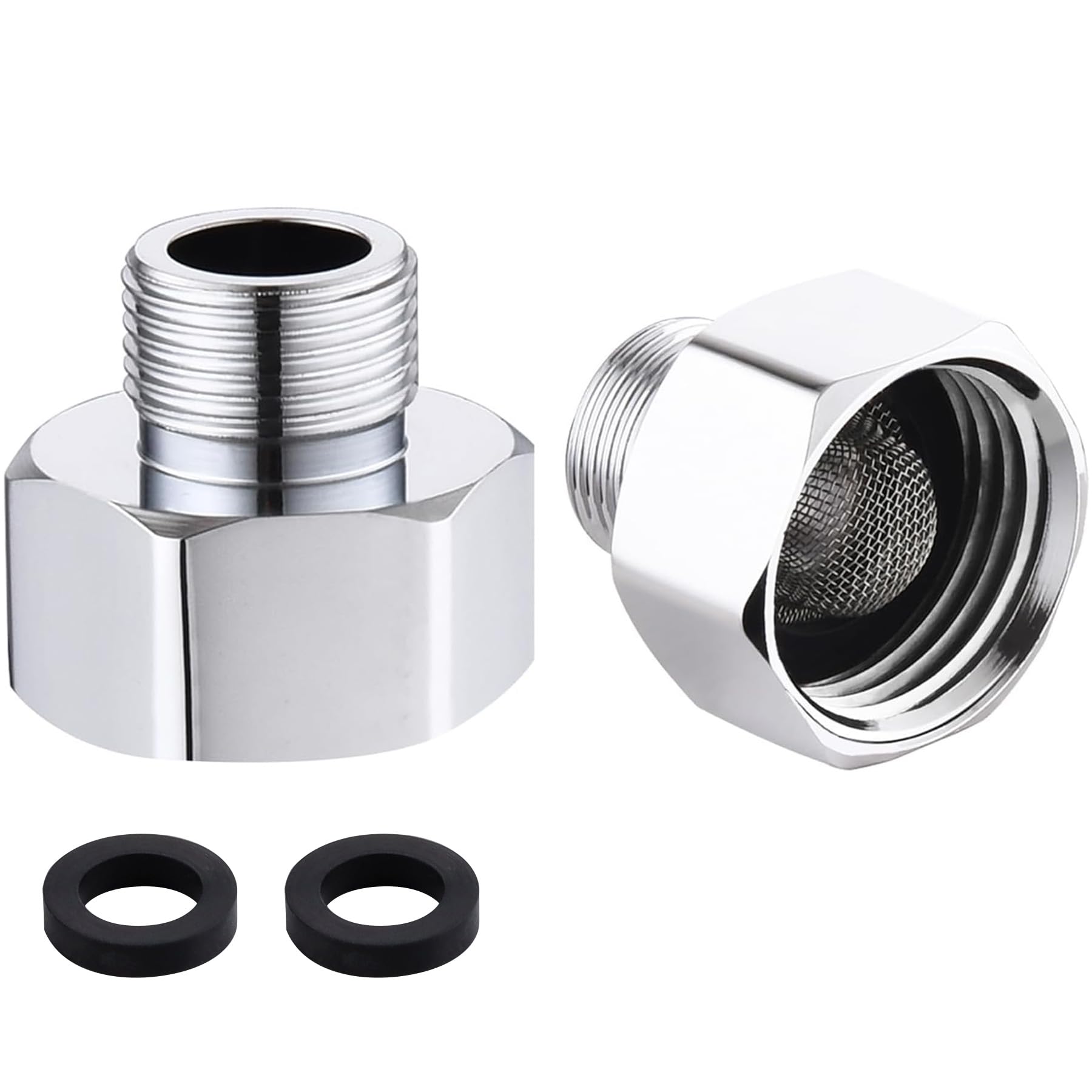 Carvedexquisitely Brass Pipe Fittings,Faucet Supply Hose Adapter,1/2'' Female To 3/8'' Compression Male Reducer Adapter Chrome,C