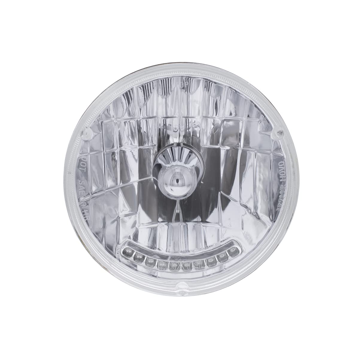 United Pacific 7-Inch Halogen Crystal Headlight W/10 Amber Led Position Lights, Multi-Faceted, Anti-Vibration, Aluminum Reflecto