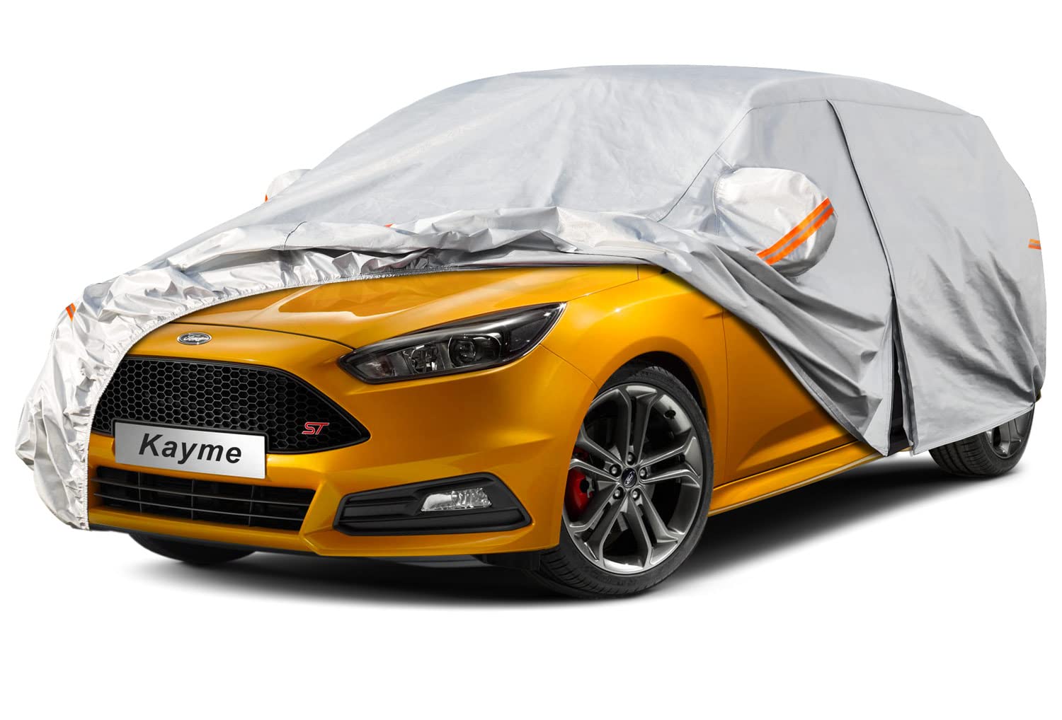 Kayme 6 Layers Hatchback Car Cover Waterproof All Weather For Automobiles, Outdoor Full Cover Rain Sun Uv Protection With Zipper