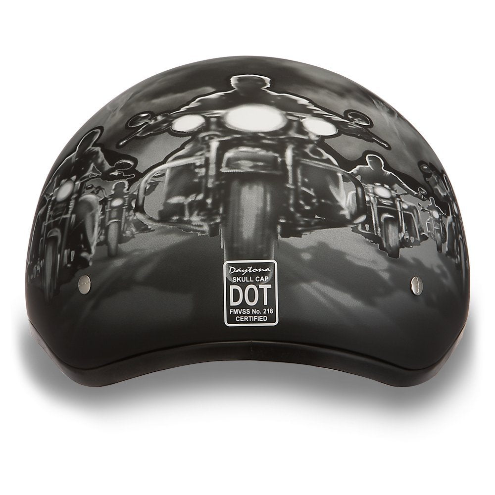 Daytona Helmets Motorcycle Half Helmet Skull Cap- Guns 100% Dot Approved