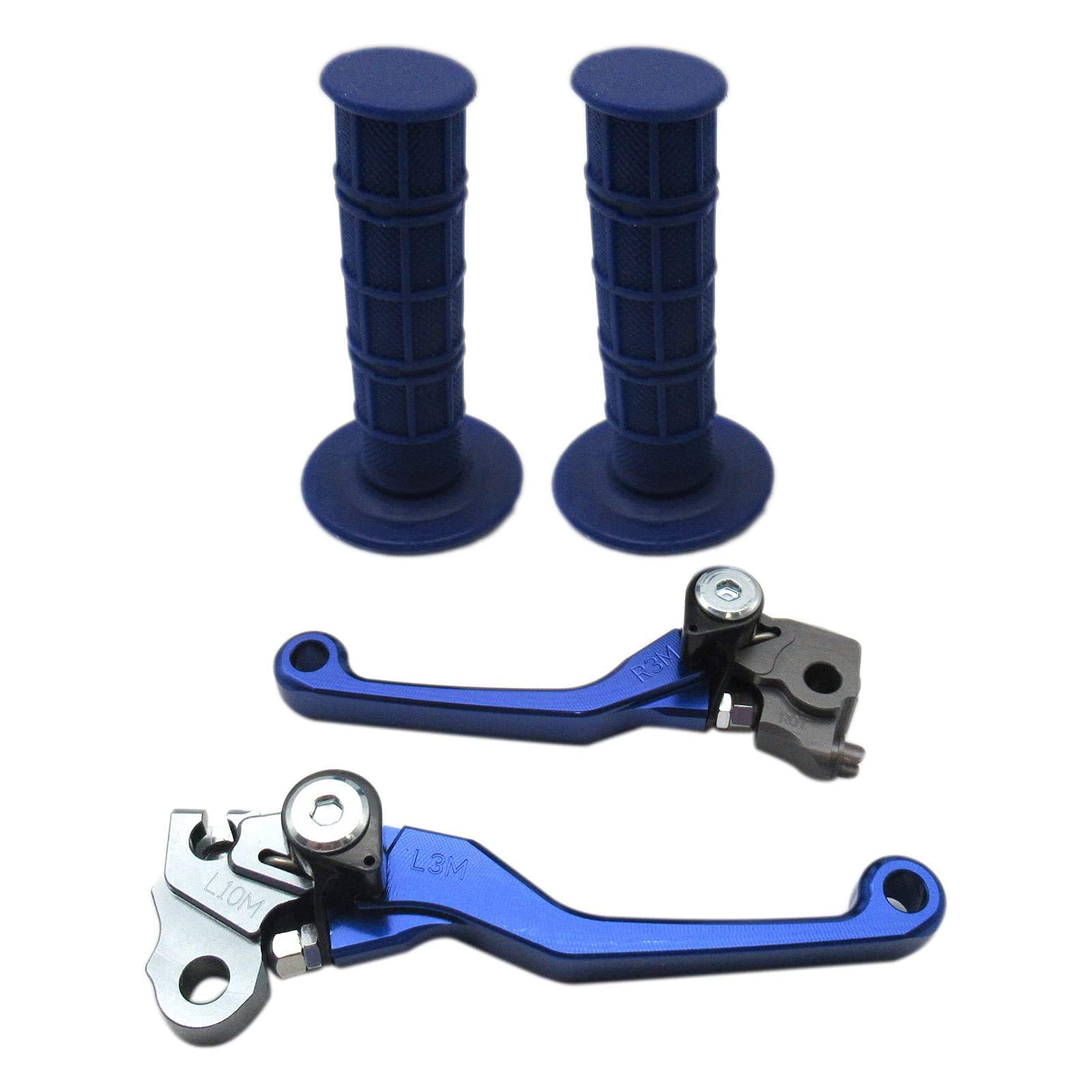 USonline911 Blue CNC Motorcross Dirt Bike Pivot Brake Clutch Levers Set for Yamaha TTR125/LW/E 1993-2015 w/ 7/8'' 22mm Rubber Ha
