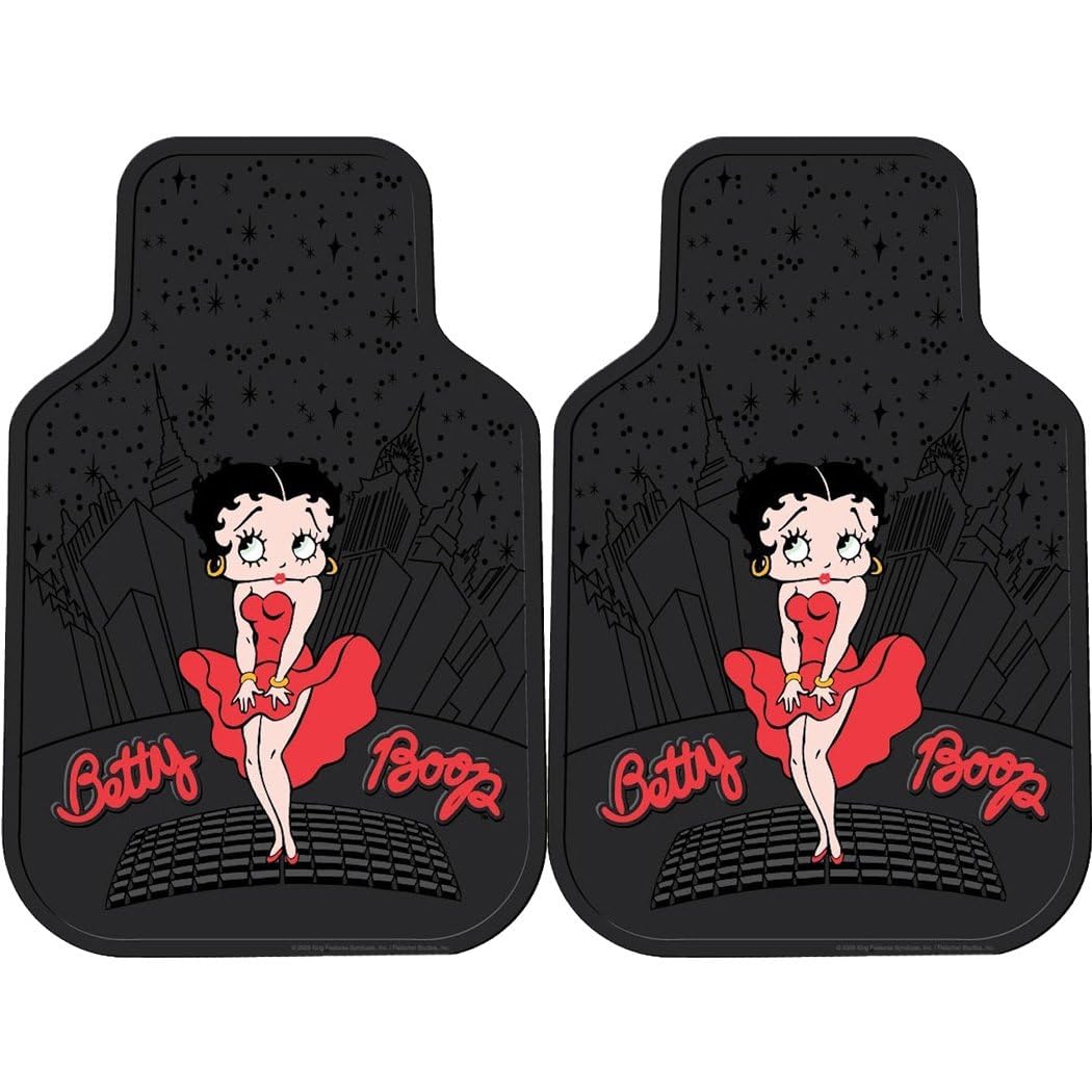 4Pc Front & Rear Rubber Floor Mats Set - Betty Boop - Ny New York City Sky Line