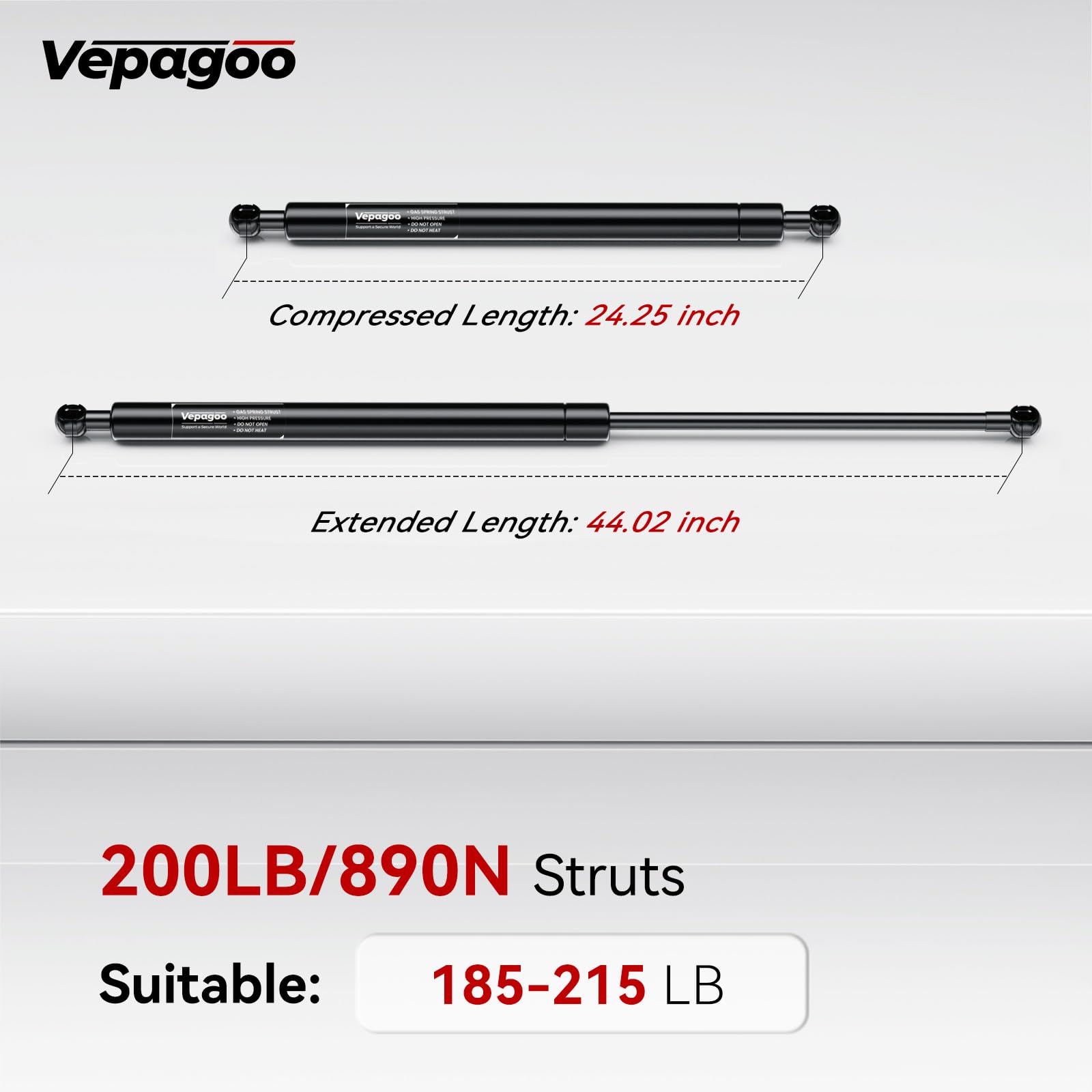 Vepagoo Sf440M200 44 Inch 200Lb/890N Gas Shock Strut Spring Long Lift Support For Snowmobile Trailer Lift Rv Door Heavy Duty Tru