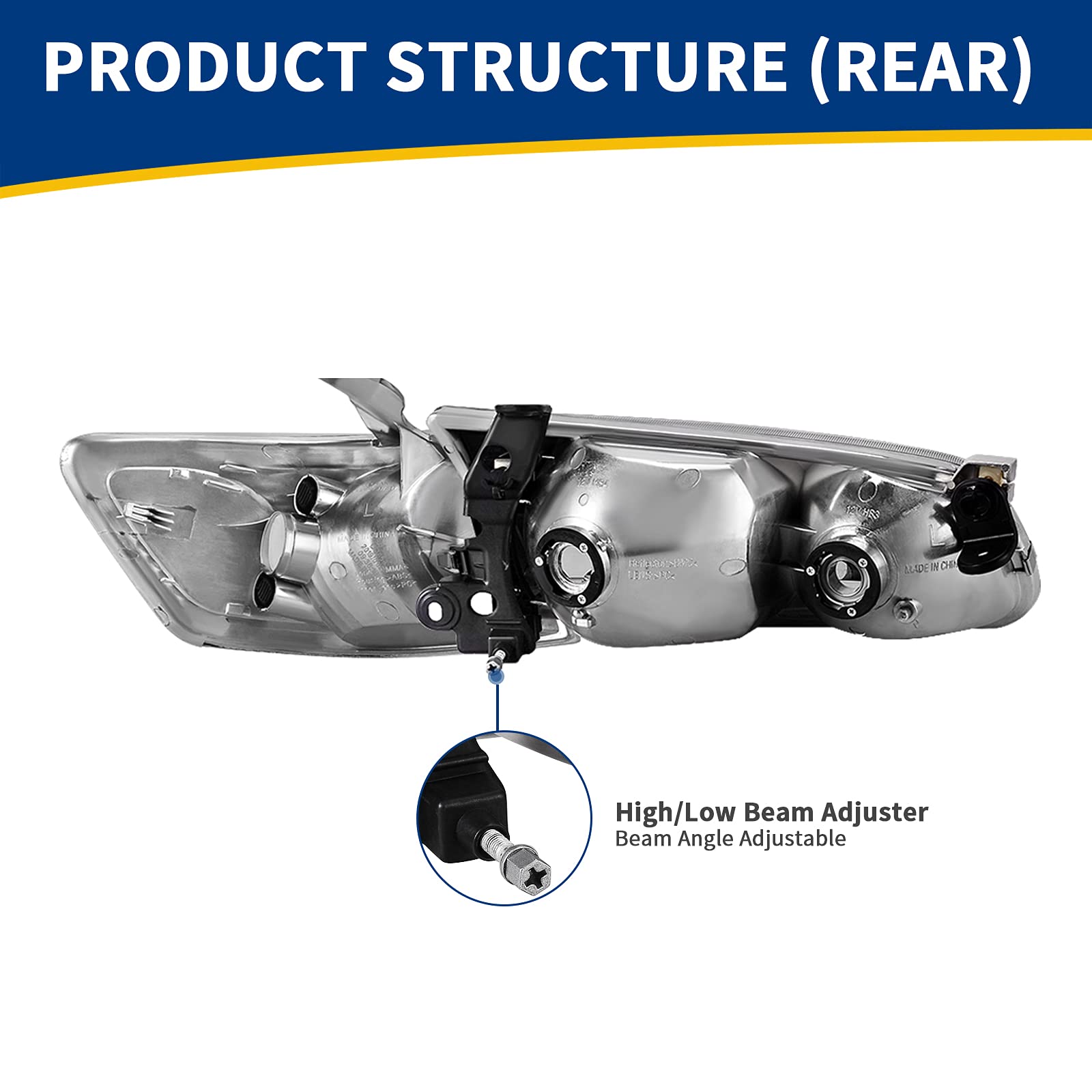 Autosaver88 Headlight Assembly Compatible With 2000 2001 Camry Headlamps+Amber Corner Lamps