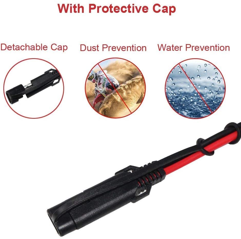 (3Pack)1.5Ft 12V Battery Alligator Clip To Sae 2Pin Quick Disconnect Cable Sae To Battery Clamp Cable 7.5A Fuse