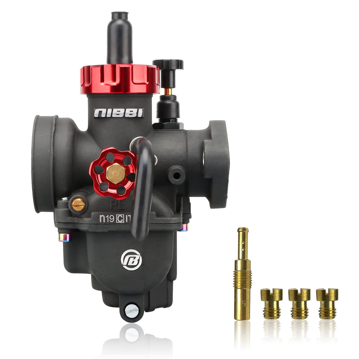 Nibbi Carburetor Pe19Mm, Fits 110Cc 125Cc Flange Motorcycle Engines, With Main Pilot Jet, Fits For Honda Apollo110 Ssr110 Pit Di
