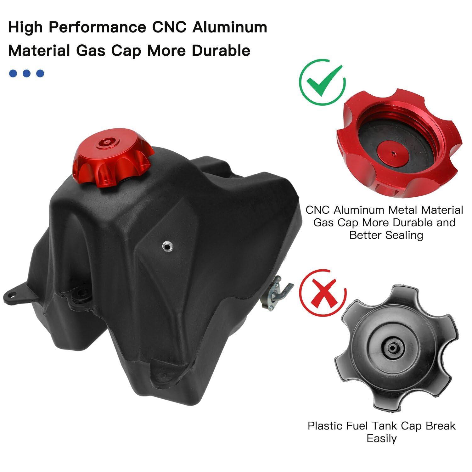 Yoxufa Dirt Bike Gas Fuel Tank For Crf50 Xr50 Ssr125 110Cc 125Cc 50Cc 70Cc Pit Dirt Bike Pitster Pro Sdg 107 Baja 49 Taotao Coolster Roketa Kazuma Yamoto Sunl Eagle Motorcycle Parts