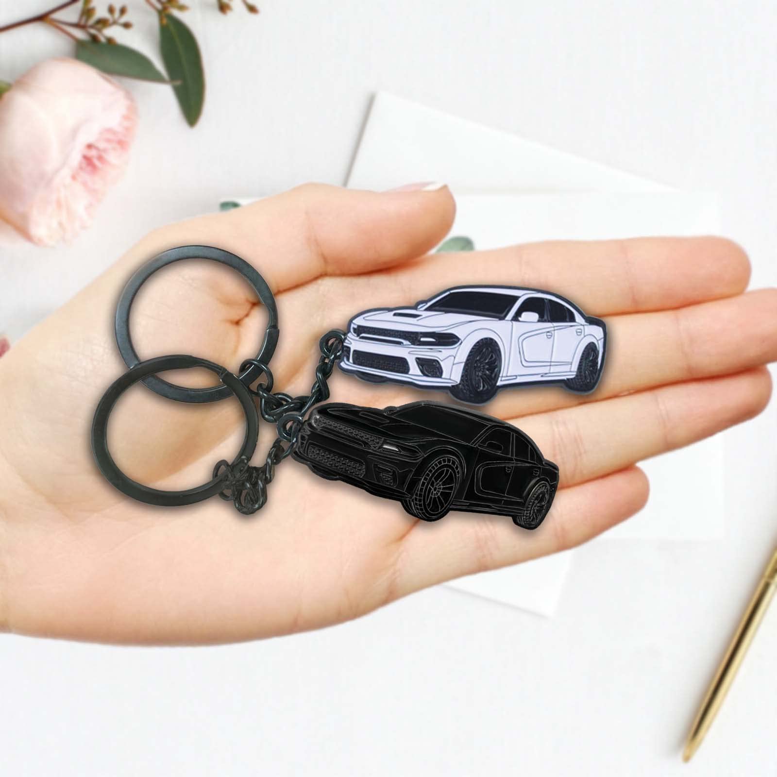 Glahorse For Dodge Challenger Dakota Charger Srt Avenger Durango Caravan Keychain，For Dodge Charger Accessories 2015-2022 (Pure Black)