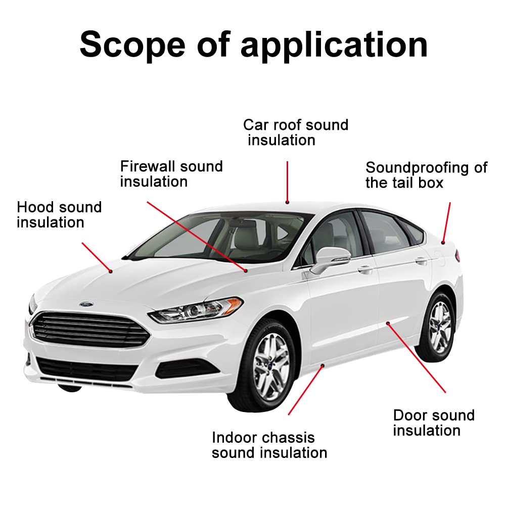 Gosche 197Mil 16 Sqft Sound Deadening Mat, 5Mm Sound Deadening Heat Shield Insulation Mat With Self-Adhesive Pe Foam Dampening Material For Car Hood Trim Roof Door 9.8'X 15.7'(15-Piece)