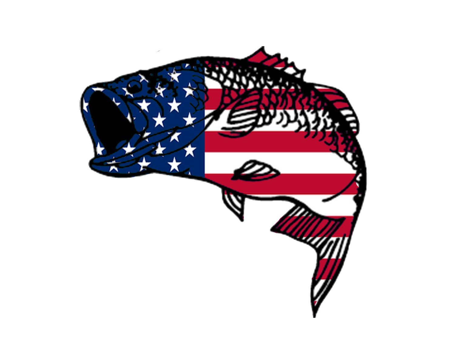 Rogue River Tactical Bass Fish Usa Flag Sticker Decal Fishing Bumper Sticker Fish Patriotic United Auto Decal Car Truck Boat Rv