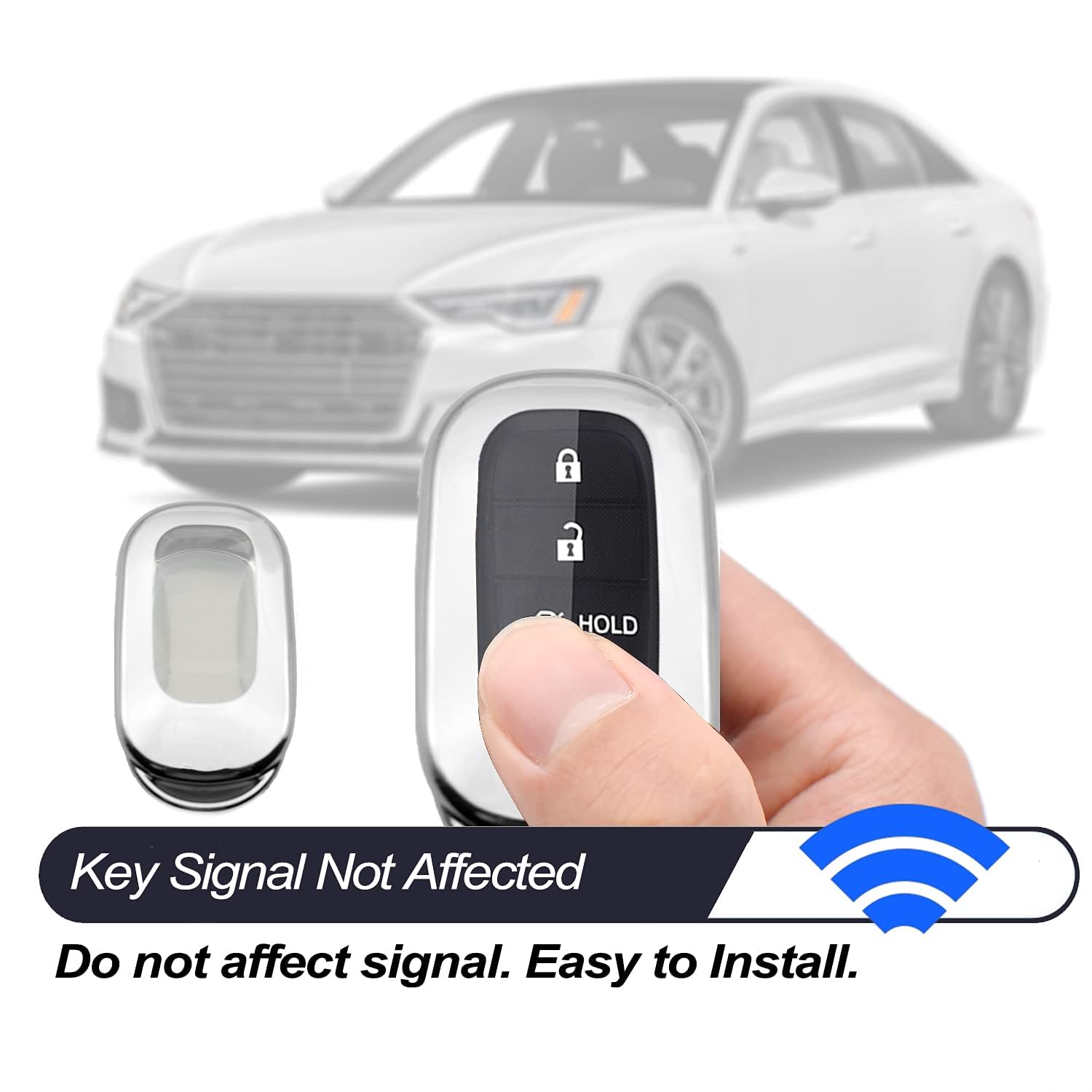 MECHCOS Compatible with 2024 2023 2022 Honda Civic CR-V Accord HR-V Pilot Silver TPU Key Fob Cover Case Remote Holder Skin Protector Keyless Entry Sleeve Accessories
