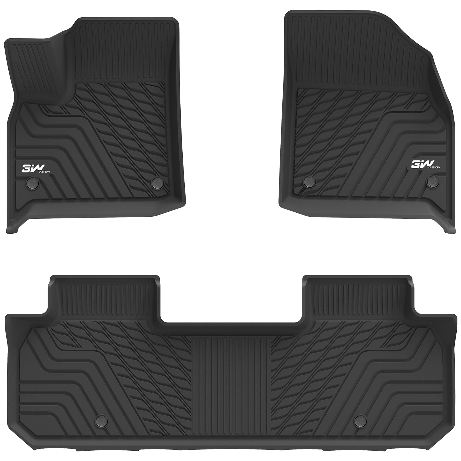 3W Floor Mats Custom Fit For Chevrolet Traverse 2018-2023, Tpe All Weather Chevy Traverse Floor Liner 1St And 2Nd Row Full Set C