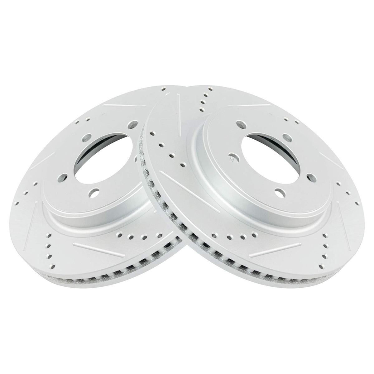 Trq Front Performance Brake Rotors Set Premium G-Coated Cross Drilled & Slotted Compatible With 2006-2010 Ford Explorer 2007-201