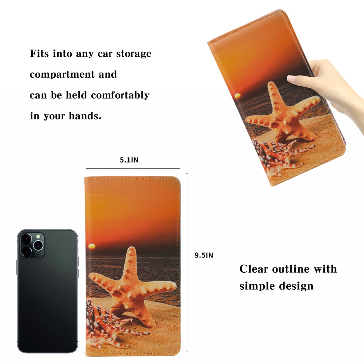 Tildosac Leather Car Registration And Insurance Card Holder, Car Document Holder For Cards License With Magnetic Shut(Orange)