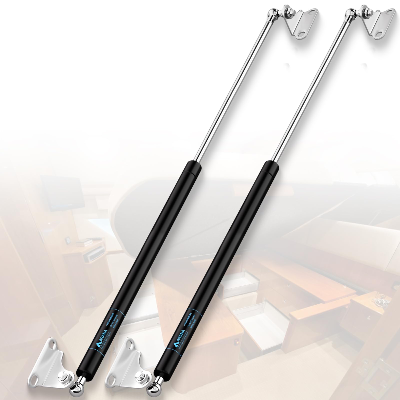 Arana 30 Inch 200Lb Gas Struts Shocks Spring With Mounting Brackets, 30'' 200 Pound Hydraulic Lift Support For Heavy Duty Lid St