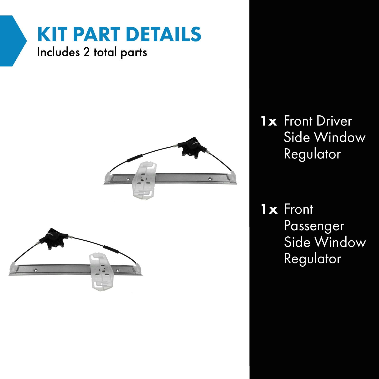 Trq Front Power Window Regulator Set Compatible With 2007-2017 Jeep Wrangler 2018 Wrangler Jk Ch1351162