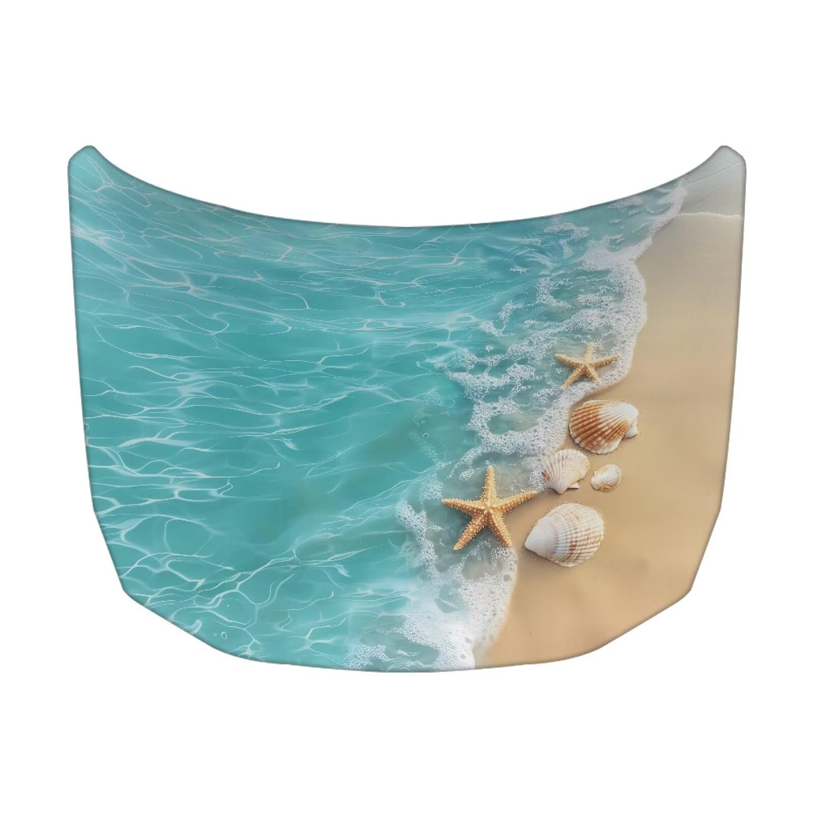 Qiyupavto Beach Starfish Shells Hood Cover for Car SUV Sedan Truck, Waterproof Elastic Polyester Car Hood Protector, Automotive 