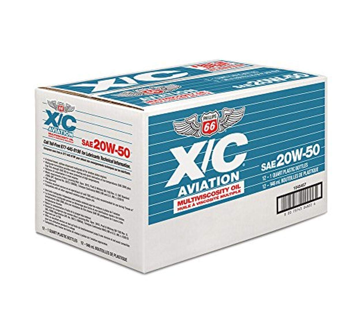 Phillips 66 20W50 X/C Aviation Oil 1 Quart, 32. Fluid Ounces, 12 Pack