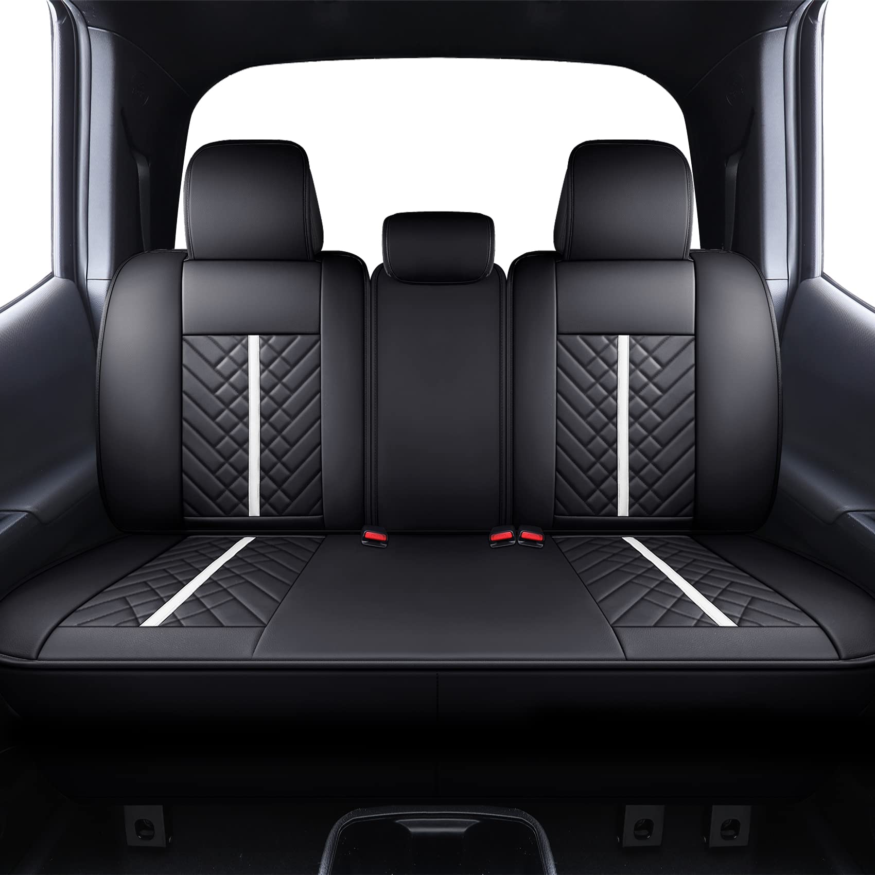 Tomatoman Tacoma Truck Rear Seat Covers 2005-2023 2024 Access Double Cab TRD Sport Offroad Limited SR5 V6 Back Car Cushions(Rear