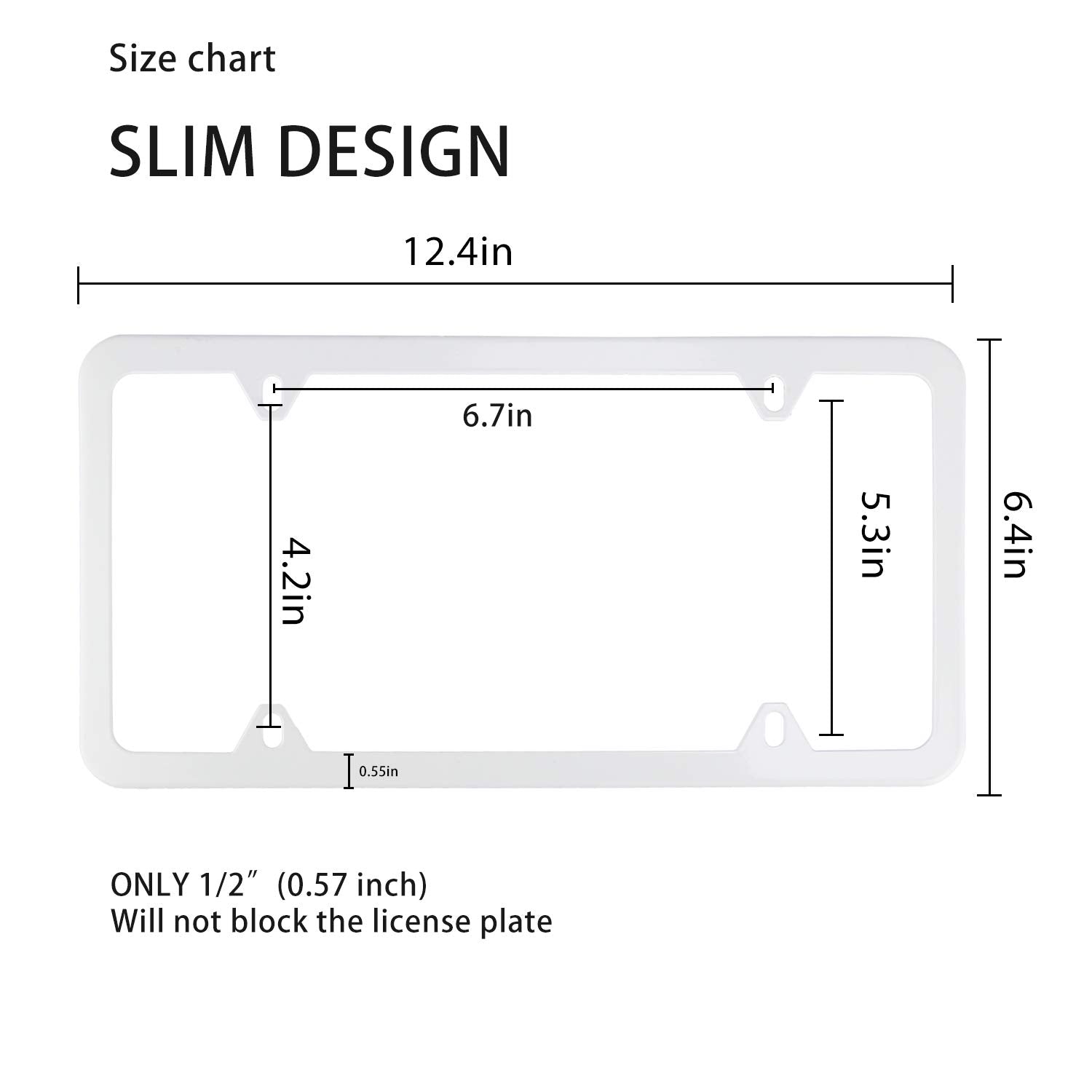 Livtee 4 Holes Stainless Steel License Plate Frames, 2 Pcs Car Licence Plate Covers, Automotive Exterior Accessories Slim Design