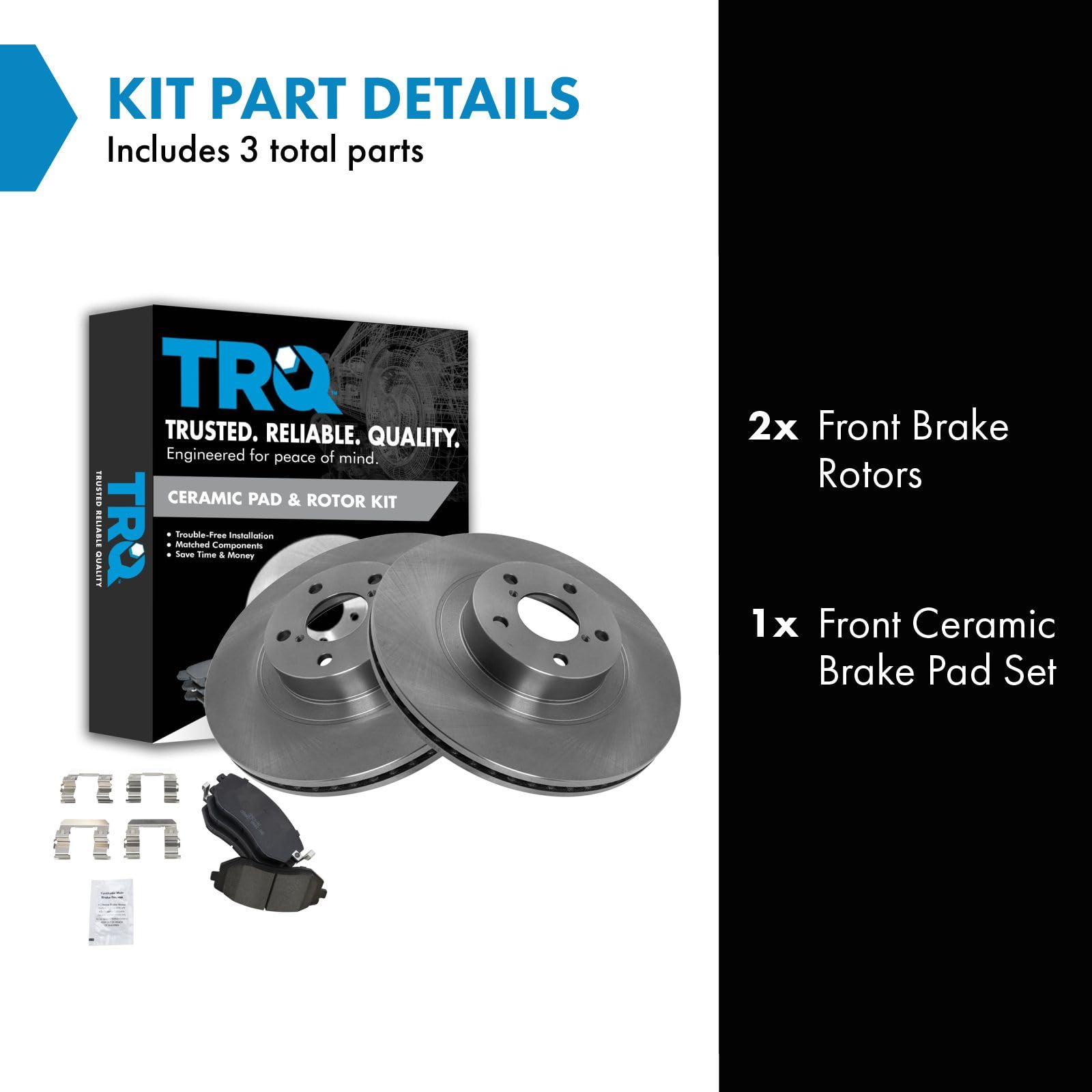 TRQ Ceramic Front Brake Pad & Rotor Kit Compatible with 2004-2006 Subaru Baja, 2009-2010 Forester, 2008-2010 Impreza, 2006