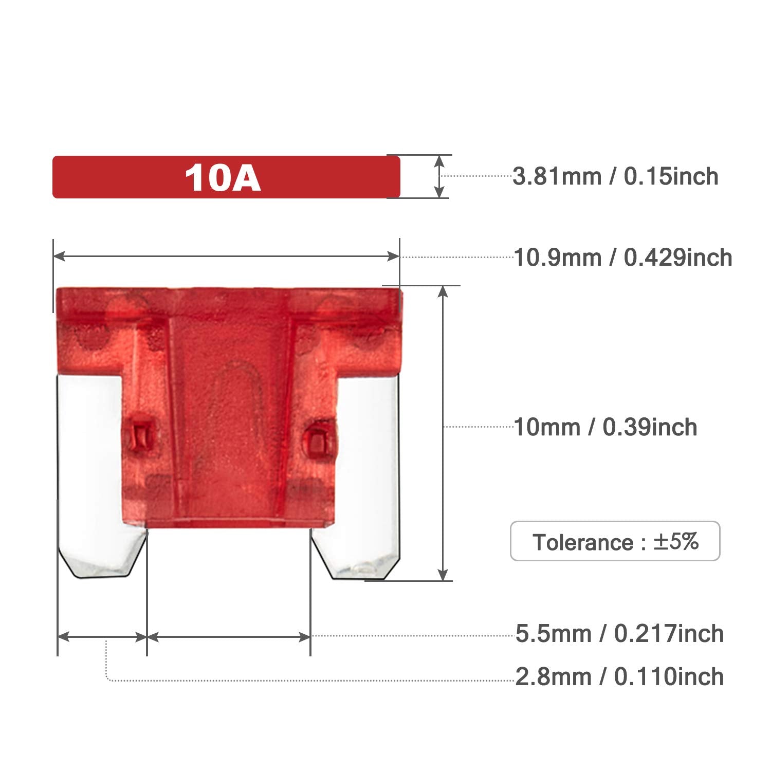 Chanzon 10Pcs 10A Low Profile Mini Micro Blade Fuse 10 Amp 32V Fast Blow Fuses for Automotive Car Truck Vehicle SUV