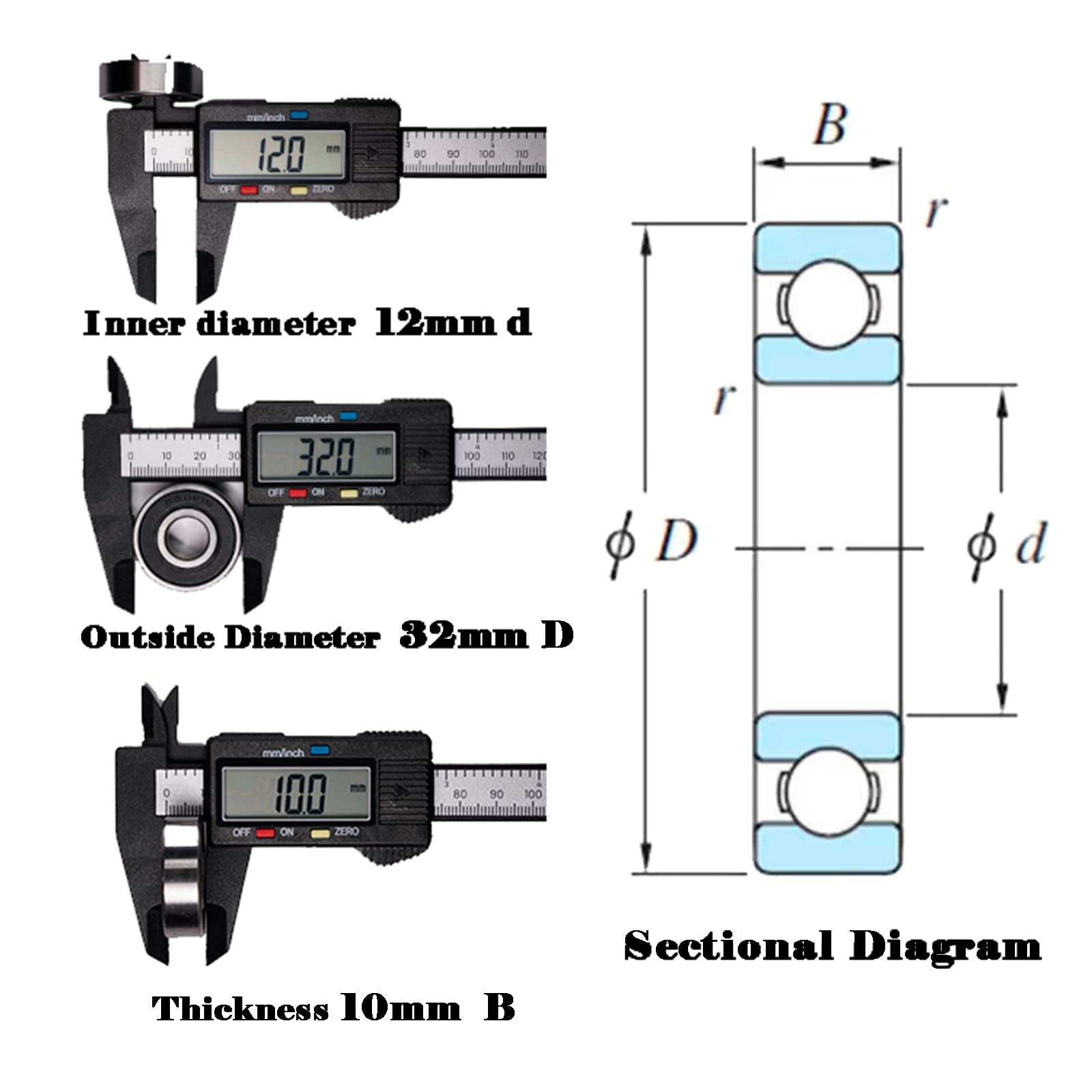 Jmchstore 4 Racing Wheel Bearing W/Grease For Baja 97Cc Doodle Bug Mini Bike,Coleman Ct100U Rb100, Motovox Mbx10 Front & Rear Wheels Bearings Replacement Parts 6201Rs (Pack Of 4)