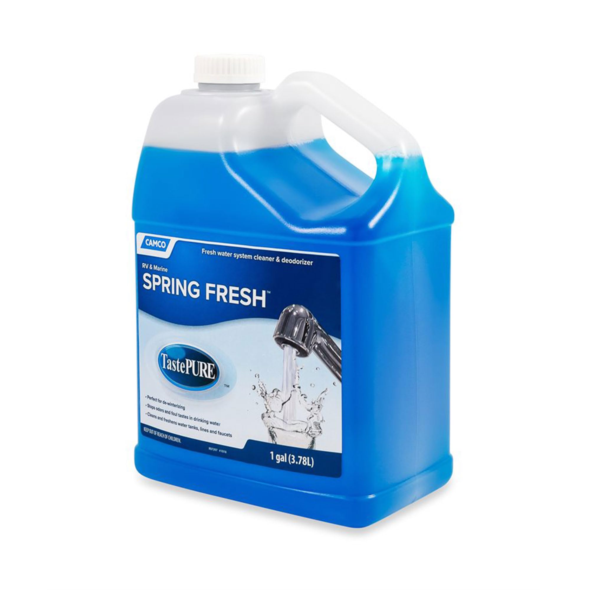 Camco TastePURE Spring Fresh Water System Cleaner and Deodorizer for RV and Marine | Cleans and Freshens Water Lines | Great for Dewinterizing - 1 Gallon (40207)
