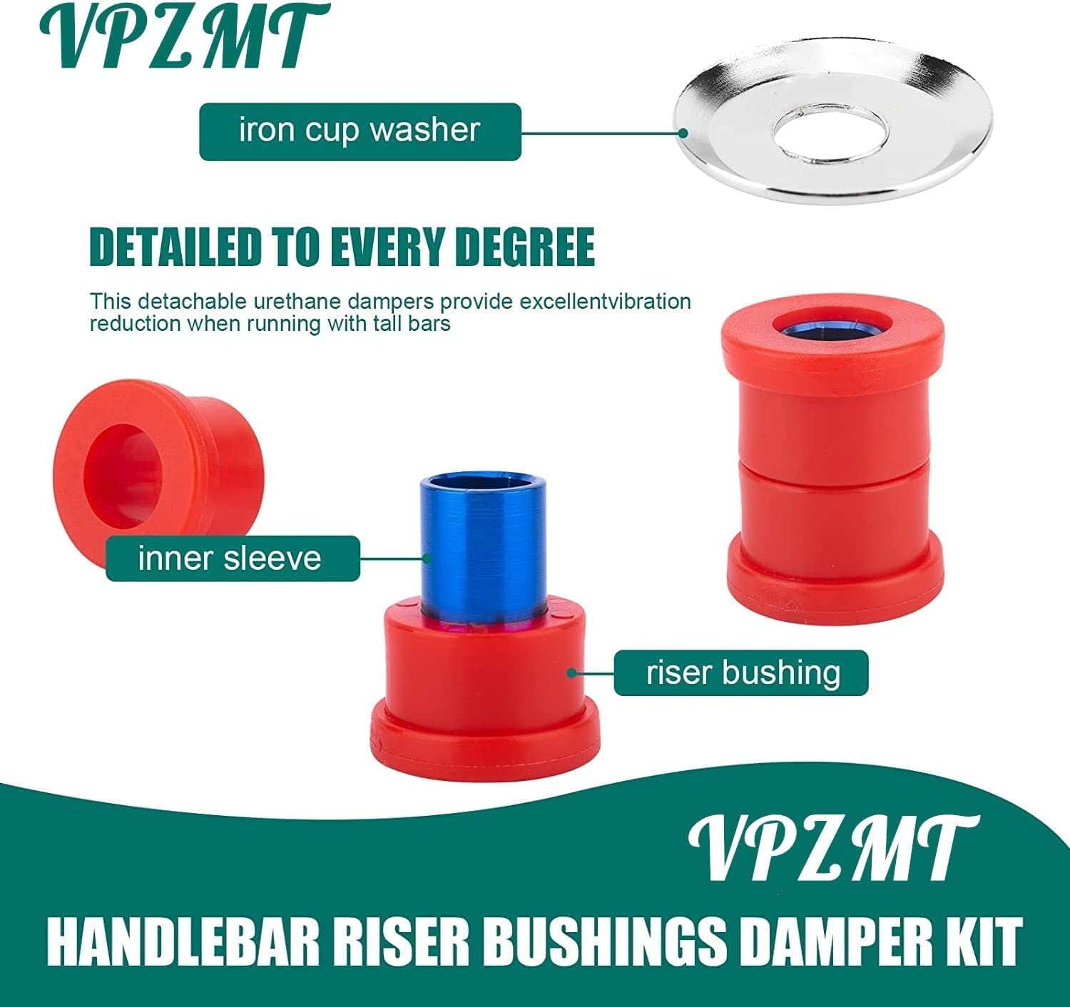 Vpzmt Polyurethane Handlebar Riser Bushings Damper Kit For Harley Davidson Big Twin Dyna 1973-2018, Sportster 1973-2003 (Style-Red)