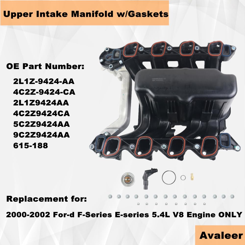 615-188 Upper Intake Manifold w/Gaskets Replacement for 2000-2003 Fo-rd E150 E250 E350 E450 Van V8 5.4L Excursion Expedition F15