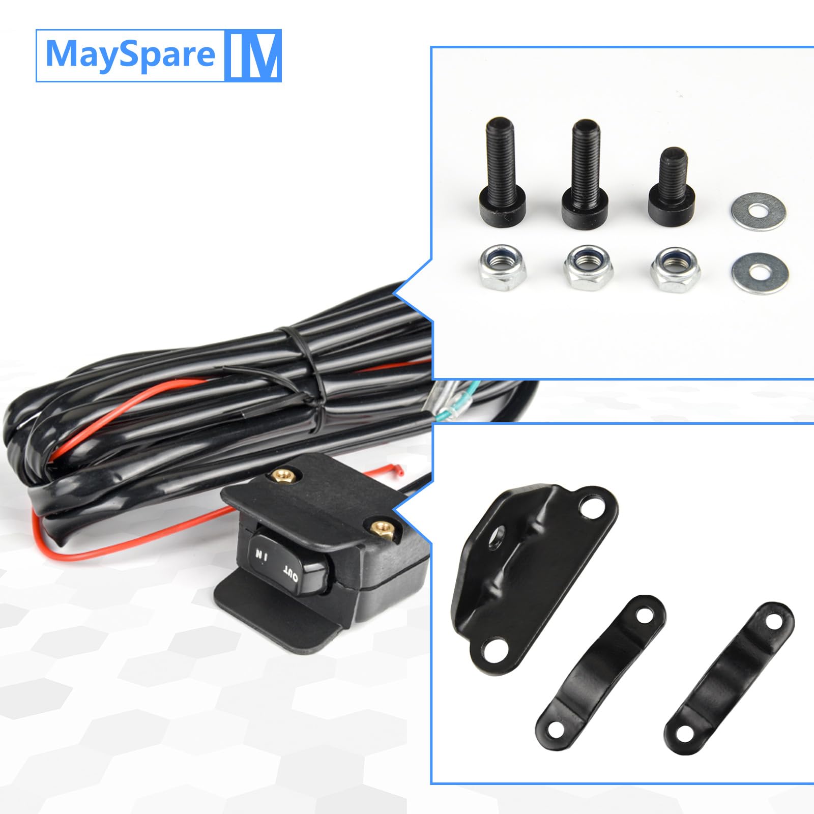 Mayspare 12V Winch Rocker Thumb Switch With Mounting Bracket For Atv Utv Handlebar Control Line Kit