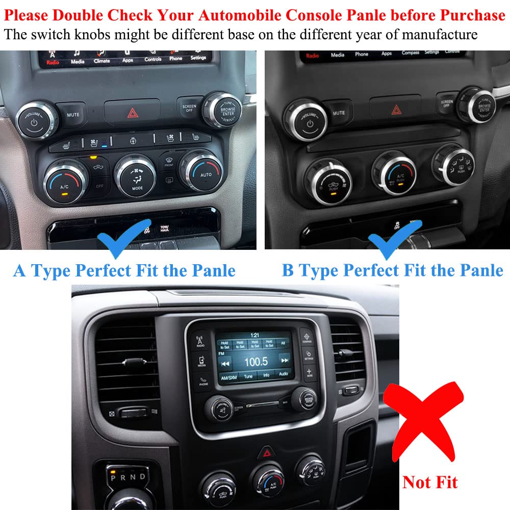 Thor-Ind Ac Radio Knob Cover Compatible With Dodge Ram 2019 2020 2021 Air Conditioner Auto Climate Control Volume Tune Switch Knob Button Cover Trim Ring 5Pcs (Red)