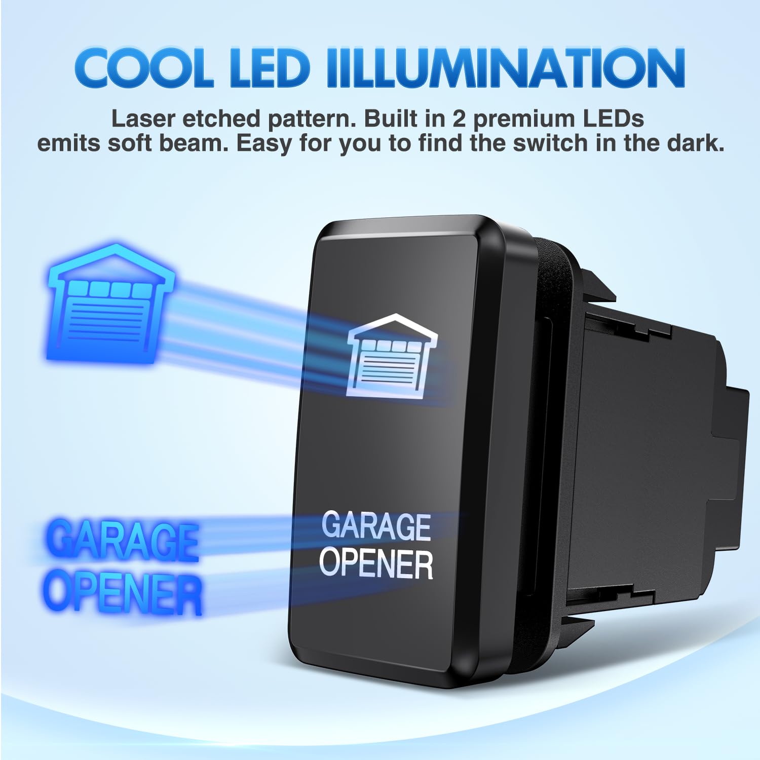 Nilight Garage Opener Push Button Switch 12V On Off Switches With Connector Wire Kit 1.54'' X 0.83'' Replacement For Toyota Taco