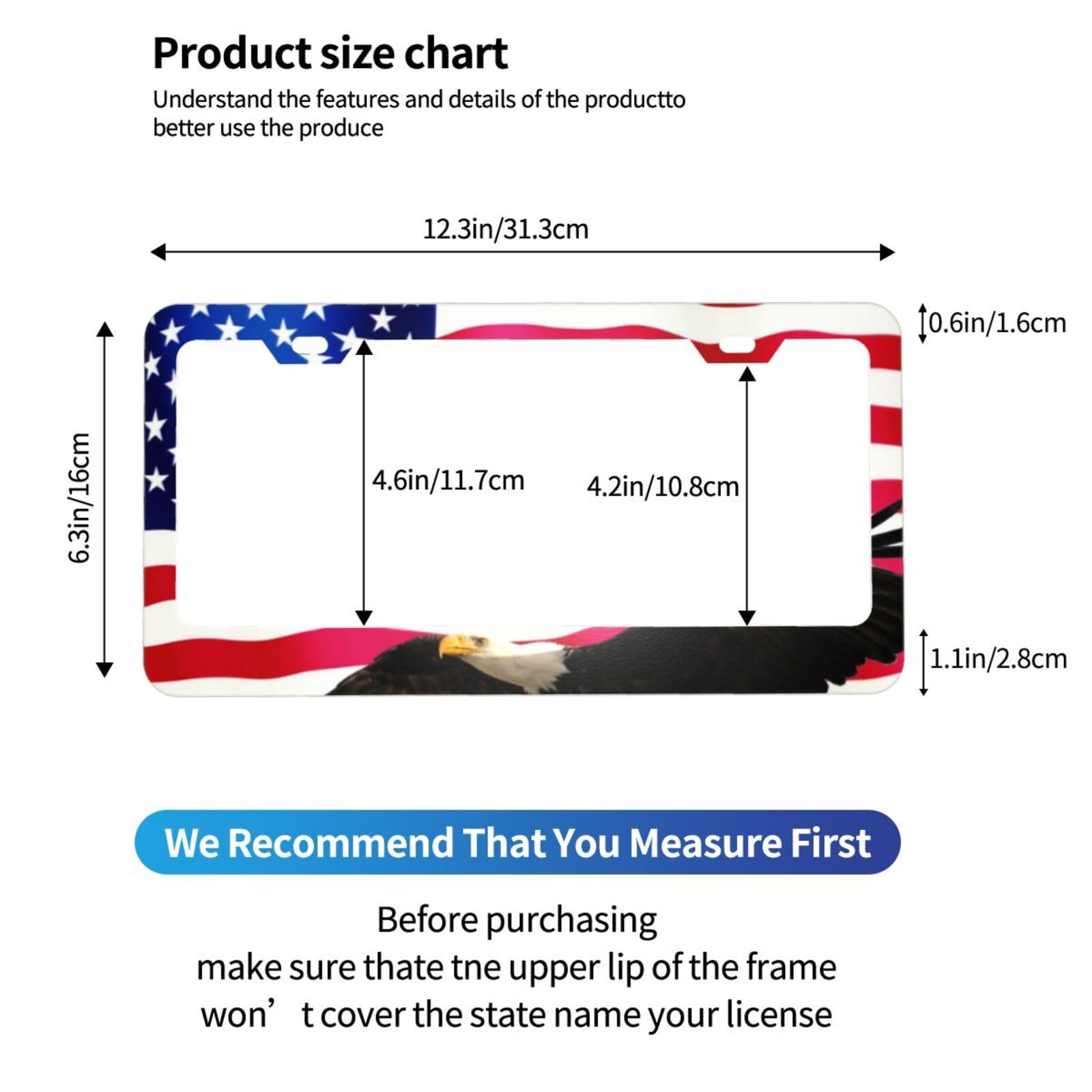 American Flag License Plate Frame American Flag License Plate Holder American Flag Eagle License Plate Frame Covers US Car Tag F