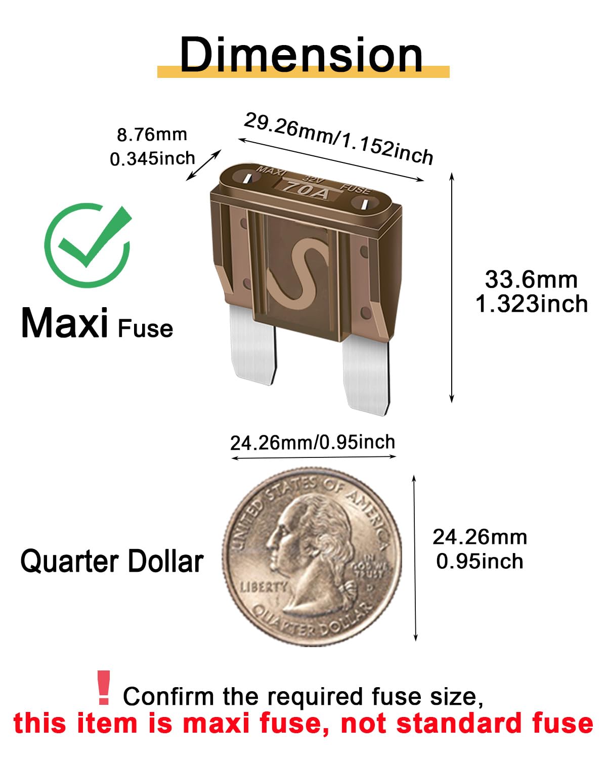 10Pcs 70Amp Maxi Fuses - 70A Automotive Blade Fuse For Auto, Car, Rv, Boat, Truck
