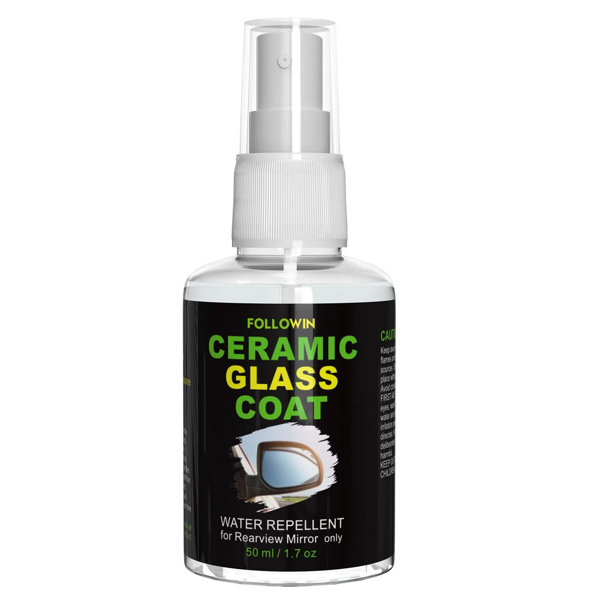 FOLLOWIN Sio2 Ceramic Coating for Car Mirror, Ceramic Glass Coating, Water Repellent for Rearview Mirror Side Mirror