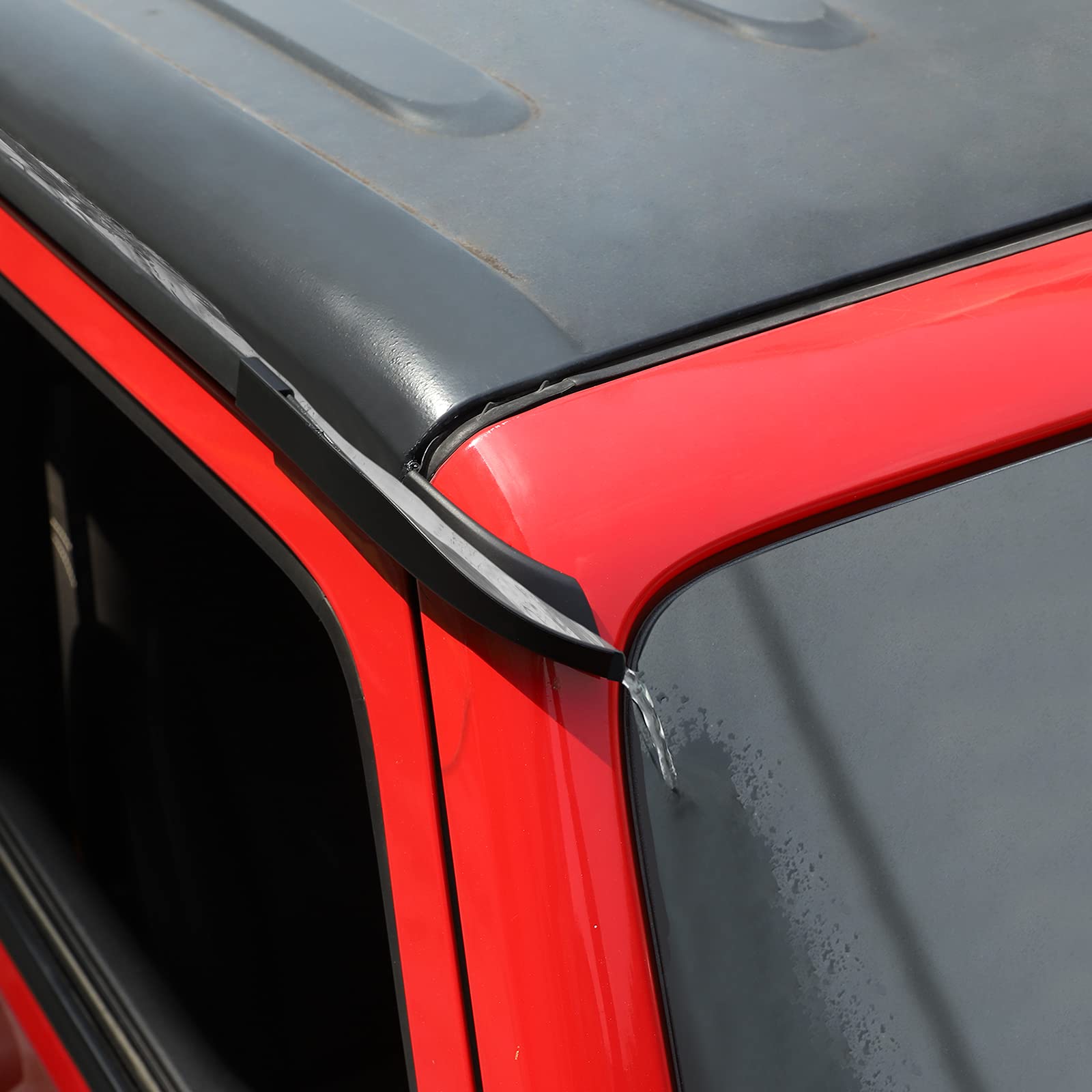 JeCar JK Hardtop Rain Gutter Extension Drip Rail Rain Diverter Exterior Accessories for Jeep Wrangler 2011-2018 JK JKU, Upgrade