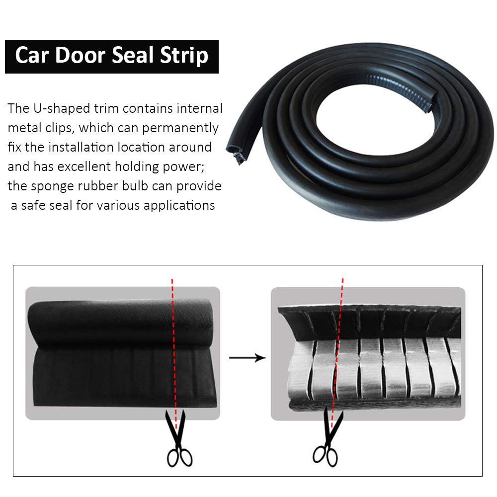 Applications, Automotive Weather Stripping 10Ft Car Door Rubber Seal Strip With Side Bulb Rubber Edge Trim For Cars Campers Truc