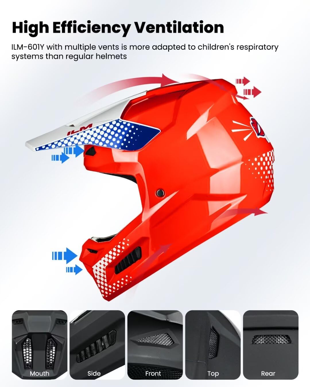 ILM Youth Dirt Bike Helmets Kids ATV Helmet Motorcross BMX Off Road Motorbike with Goggles Gloves Mask DOT Model MT601Y (Popart