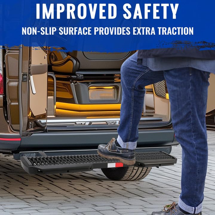 HECASA 7'' Rear Step Compatible with 2007-2023 Mercedes-Benz Sprinter 1500 2500 3500 3500XD 4500 W/Bumpers Black Powder Coated S