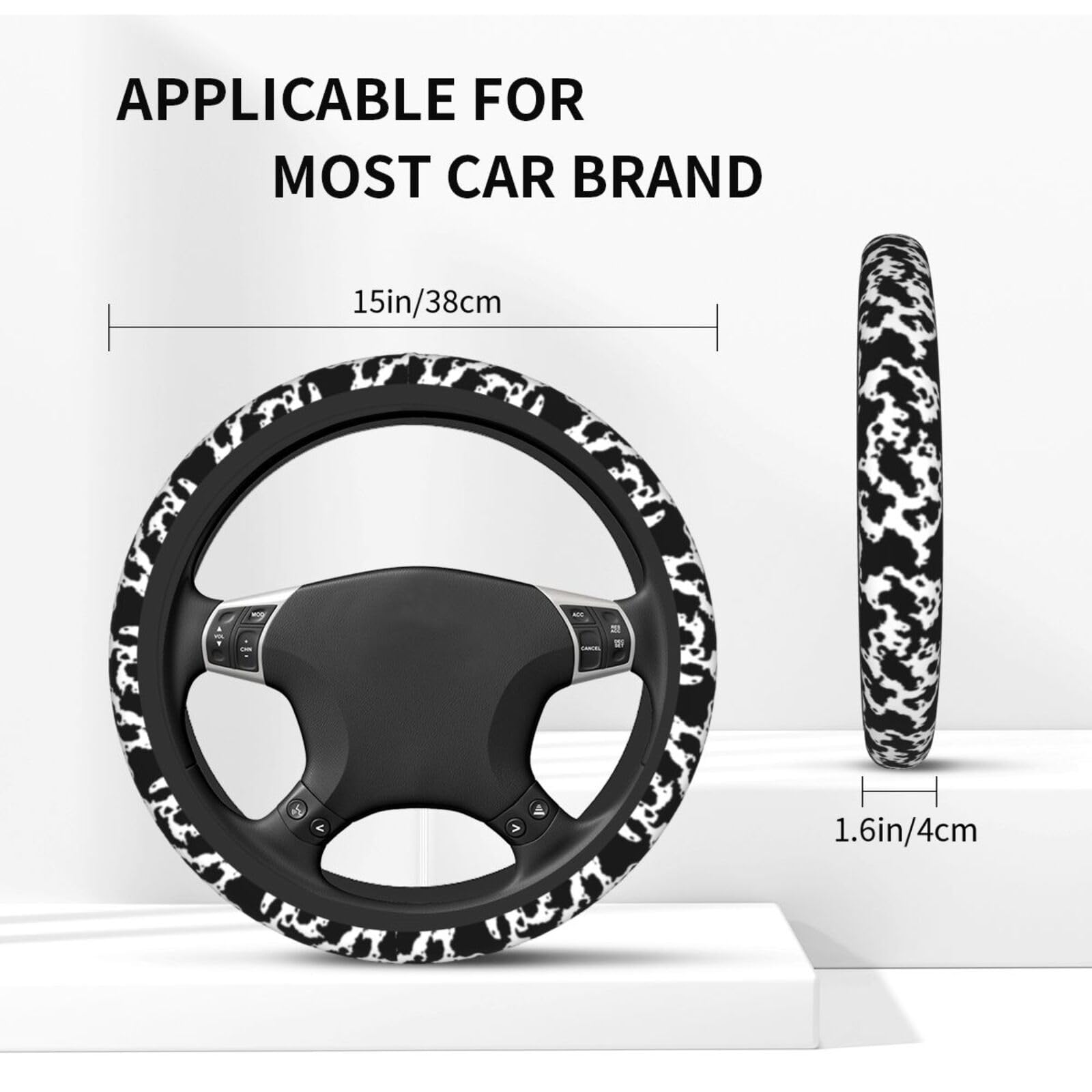 Cow Steering Wheel Covers Non Slip Neoprene Steering Wheel Protector Cover Universal 15 Inch For Men Women Car Truck
