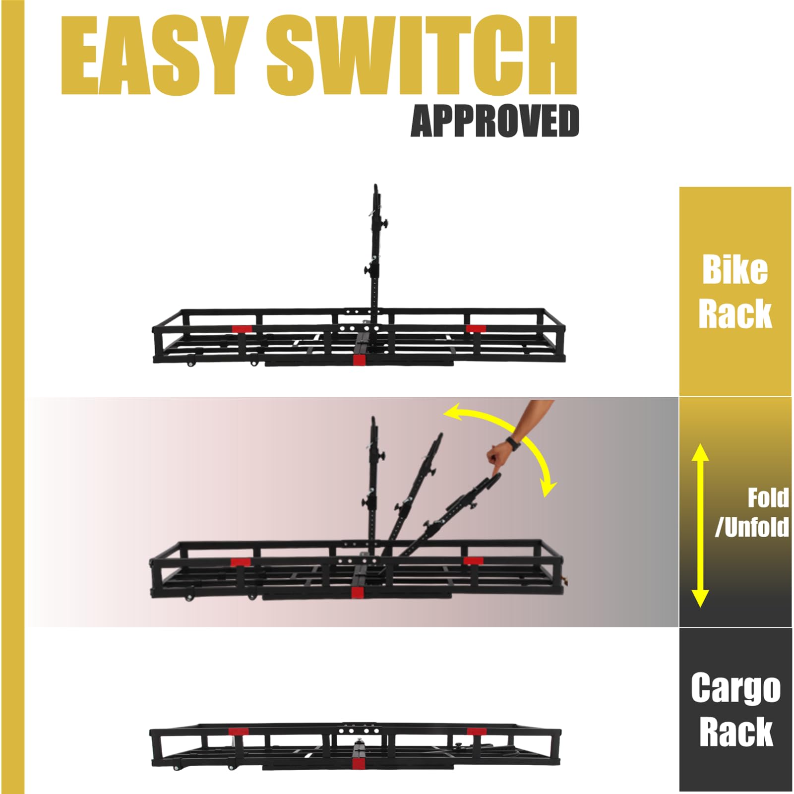Hitch-Mount Bike Rack for Ebike Heavy-Duty - Comes with Cargo Carrier Fits 2 Electric Fat-Tire Mountain Bicycles Fits 2'' Receiv