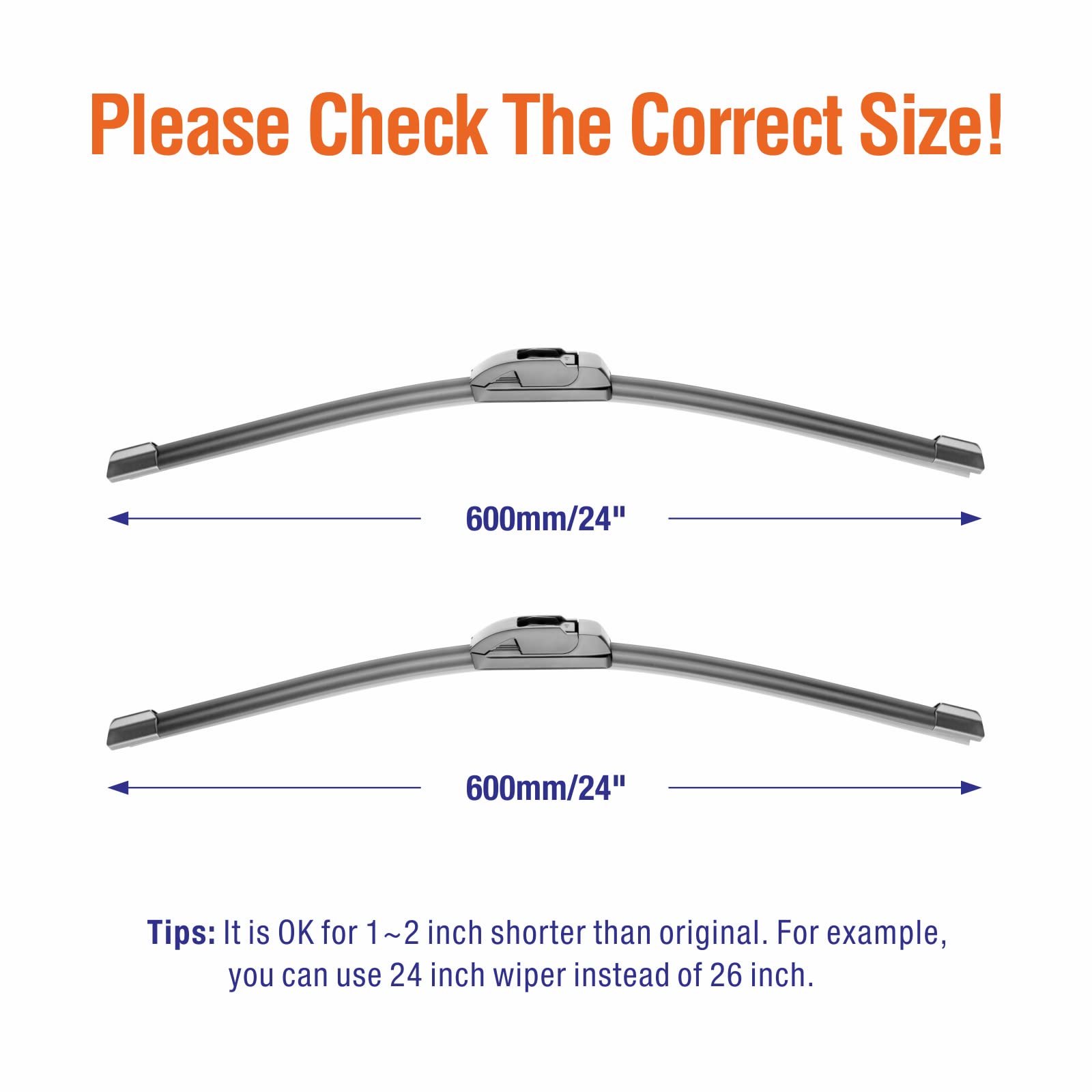 Wowiper Wiper Blades 24'' + 24'' Automotive Replacement Windshield Wiper Blades For My Car Premium All-Seasons Oe Quality Wipers